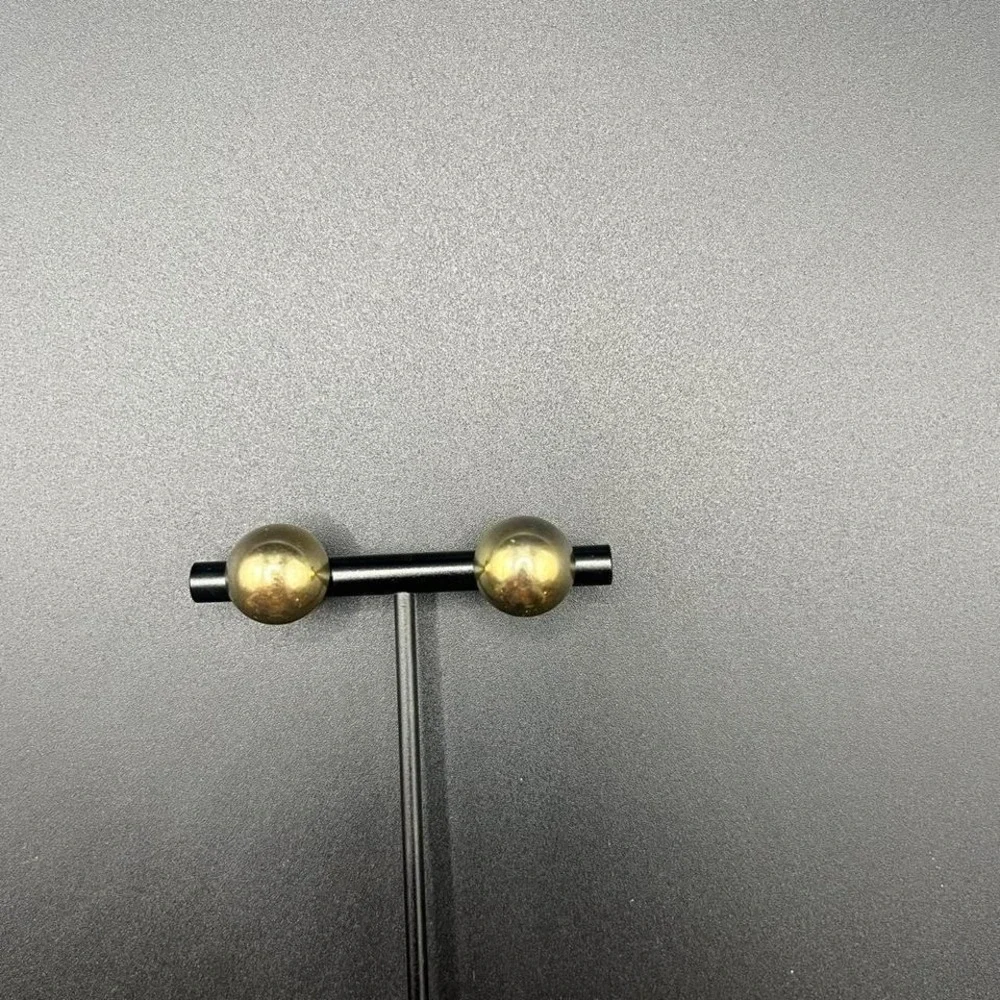 Vintage 80s Gold Plated Button Stud Earrings Dome Retro Classic